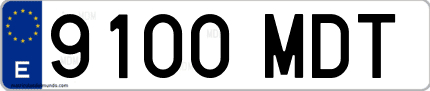 Ejemplo de matrícula de coche ordinaria 9100 MDT