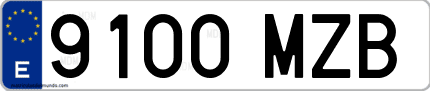 Ejemplo de matrícula de coche ordinaria 9100 MZB