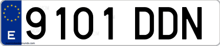 Ejemplo de matrícula de coche ordinaria 9101 DDN