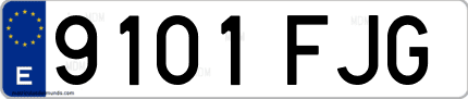 Ejemplo de matrícula de coche ordinaria 9101 FJG