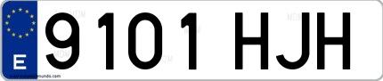 Ejemplo de matrícula de coche ordinaria 9101 HJH