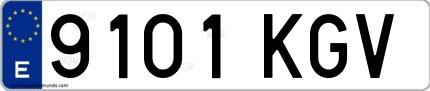 Ejemplo de matrícula española 9101 KGV