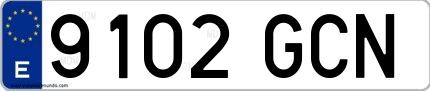Ejemplo de matrícula española 9102 GCN