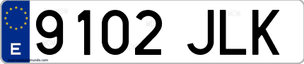 Ejemplo de matrícula de coche ordinaria 9102 JLK