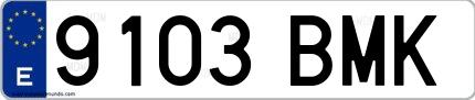 Ejemplo de matrícula española 9103 BMK
