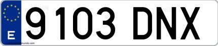 Ejemplo de matrícula española 9103 DNX