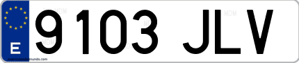 Ejemplo de matrícula de coche ordinaria 9103 JLV