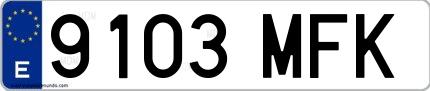 Ejemplo de matrícula española 9103 MFK