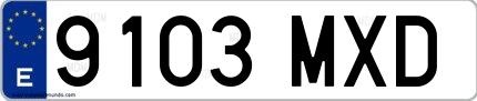 Ejemplo de matrícula española 9103 MXD