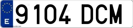 Ejemplo de matrícula española 9104 DCM