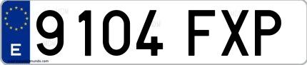 Ejemplo de matrícula española 9104 FXP