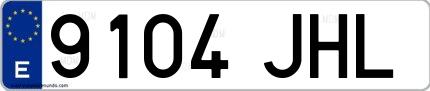 Ejemplo de matrícula española 9104 JHL