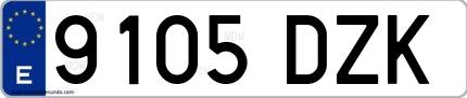 Ejemplo de matrícula española 9105 DZK