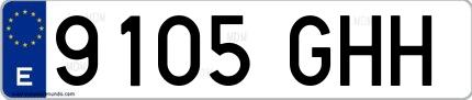 Ejemplo de matrícula de coche ordinaria 9105 GHH