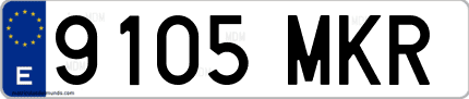 Ejemplo de matrícula de coche ordinaria 9105 MKR