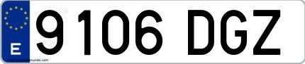 Ejemplo de matrícula española 9106 DGZ