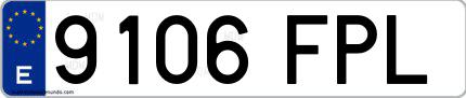 Ejemplo de matrícula española 9106 FPL