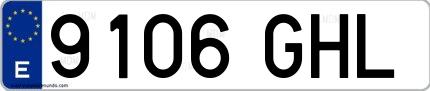 Ejemplo de matrícula española 9106 GHL