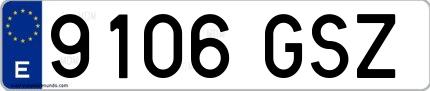 Ejemplo de matrícula española 9106 GSZ
