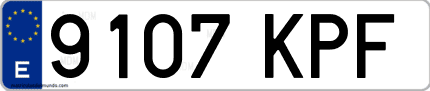 Ejemplo de matrícula de coche ordinaria 9107 KPF