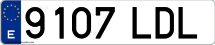 Ejemplo de matrícula de coche ordinaria 9107 LDL
