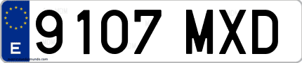 Ejemplo de matrícula de coche ordinaria 9107 MXD
