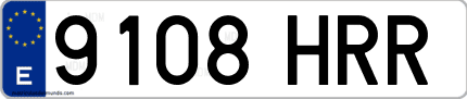 Ejemplo de matrícula de coche ordinaria 9108 HRR