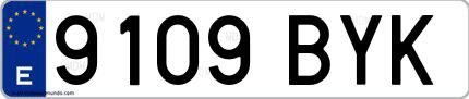 Ejemplo de matrícula española 9109 BYK