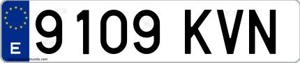 Ejemplo de matrícula de coche ordinaria 9109 KVN