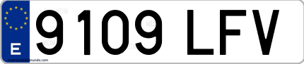 Ejemplo de matrícula de coche ordinaria 9109 LFV