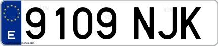 Ejemplo de matrícula española 9109 NJK