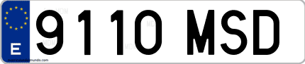 Ejemplo de matrícula de coche ordinaria 9110 MSD