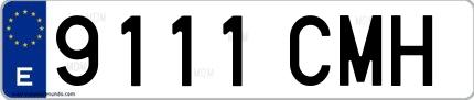 Ejemplo de matrícula española 9111 CMH