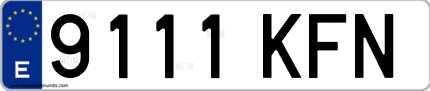 Ejemplo de matrícula de coche ordinaria 9111 KFN