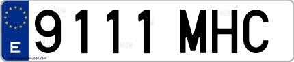 Ejemplo de matrícula española 9111 MHC