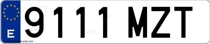 Ejemplo de matrícula española 9111 MZT