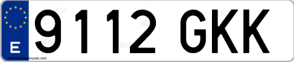 Ejemplo de matrícula de coche ordinaria 9112 GKK