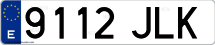 Ejemplo de matrícula de coche ordinaria 9112 JLK