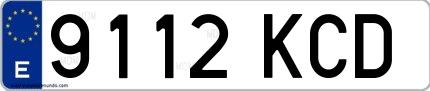 Ejemplo de matrícula española 9112 KCD