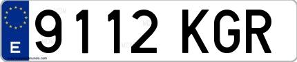 Ejemplo de matrícula española 9112 KGR