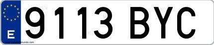Ejemplo de matrícula española 9113 BYC
