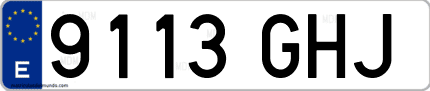 Ejemplo de matrícula de coche ordinaria 9113 GHJ