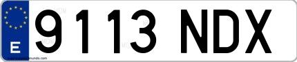 Ejemplo de matrícula española 9113 NDX