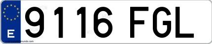 Ejemplo de matrícula española 9116 FGL