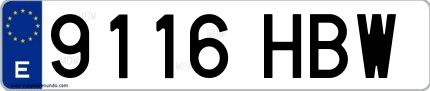 Ejemplo de matrícula española 9116 HBW