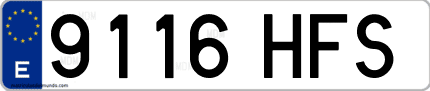 Ejemplo de matrícula de coche ordinaria 9116 HFS