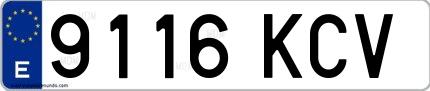 Ejemplo de matrícula española 9116 KCV