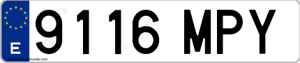 Ejemplo de matrícula de coche ordinaria 9116 MPY