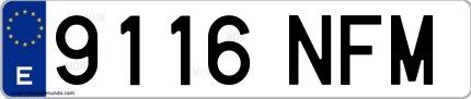 Ejemplo de matrícula española 9116 NFM