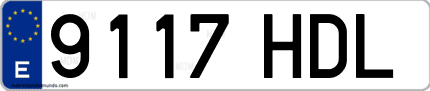 Ejemplo de matrícula de coche ordinaria 9117 HDL